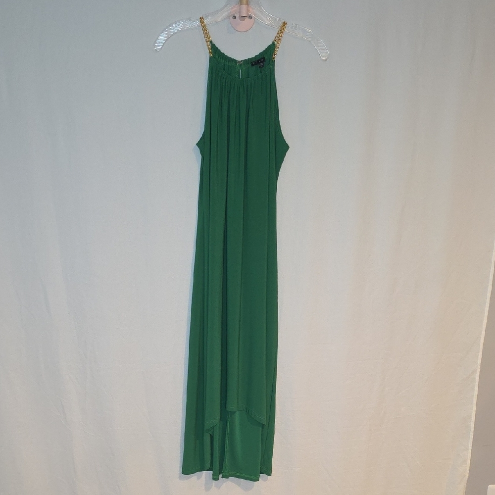Tiana B. Emerald Dress with Gold Accents